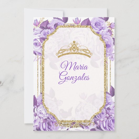 Lilac Rose Mexican Girl Charra Mis Quince 2 Einladung (Rückseite)