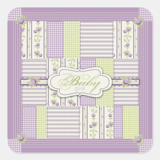 Lilac Rose Quilt Square Sticker 2 (Vorderseite)