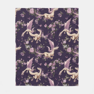 Lilac, Rose und weiße Drachen Fleece Blanket