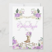 Lilac Rose Western Mariachi Charro Quinceañera Einladung (Rückseite)