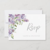 Lilac & Sage Floral QR Code Wedding RSVP Card Dankeskarte (Vorderseite)