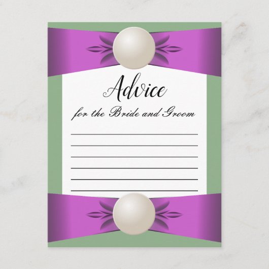 Lilac & Sage Pearl Ribbon Wedding Advice Card Hinweiskarte (Vorderseite)