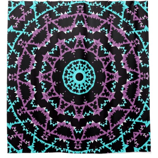 Lilac, schwarz und türkis mandala. duschvorhang (Vorderseite)