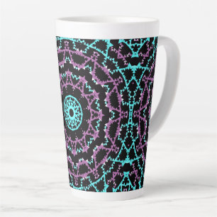 Lilac, schwarz und türkis mandala. milchtasse