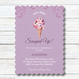 Lilac Scooped Up, Glitzer Ice Creme Brautparty Einladung