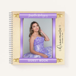 Lilac Scroll Foto Budget Quinceañera Gästebuch Notizblock
