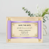 Lilac Scroll Quinceañera Save the Date Einladung (Stehend Vorderseite)