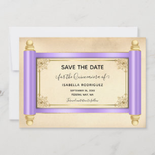 Lilac Scroll Quinceañera Save the Date Einladung