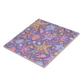 Lilac Seashell & Star Bathroom Art Fliese (Seite)
