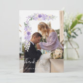 Lilac Shades Blume & Branches Foto Hochzeit Dankeskarte (Stehend Vorderseite)