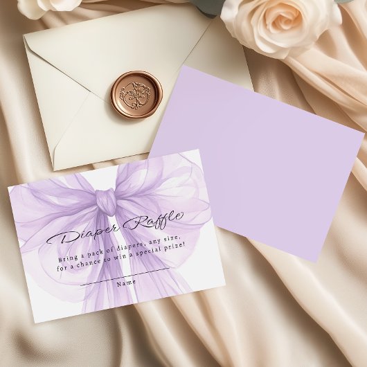 Lilac Sheer Bow Diaper Raffle Chic Begleitkarte