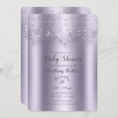 Lilac Shimmer Flutter Butterfly Babydusche Einladung (Vorne/Hinten)