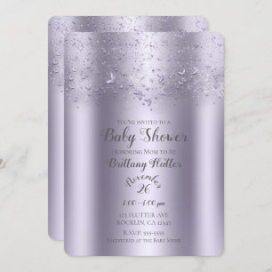 Lilac Shimmer Flutter Butterfly Babydusche Einladung