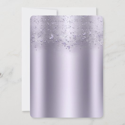 Lilac Shimmer Flutter Butterfly Quinceañera Einladung (Rückseite)