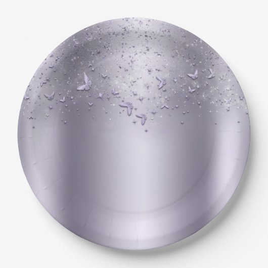 Lilac Shimmer Flutter Butterfly Sweet 16 Party Pappteller (Vorderseite)