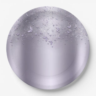 Lilac Shimmer Flutter Schmetterling Sweet 16 Party Pappteller