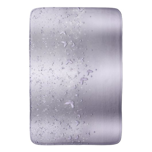 Lilac Shimmer Glitzer Sparkle Flutter Butterfly Badematte (Vorderseite Vertikal)