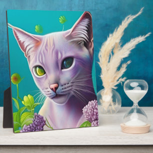 Lilac Siamese cat in Lilac Blume am Aquamarinen Sh Fotoplatte