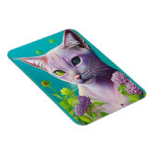 Lilac Siamese cat in Lilac Blume auf Aquamarinen Magnet (Rechte Seite)