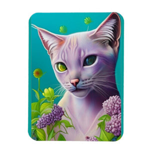 Lilac Siamese cat in Lilac Blume auf Aquamarinen Magnet
