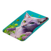 Lilac Siamese cat in Lilac Blume auf Aquamarinen Magnet (Linke Seite)