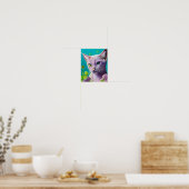 Lilac Siamese cat in Lilac Blume auf Aquamarinen Poster (Küche)