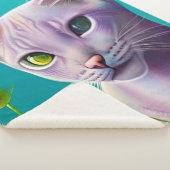 Lilac Siamese cat in Lilac Blume auf Aquamarinen Sherpadecke (3/4)