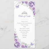 Lilac Silver Floral Quinceanera Order of Events Programm (Rückseite)