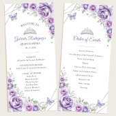 Lilac Silver Floral Quinceanera Order of Events Programm