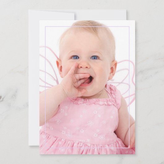 Lilac & Silver Floral Taufe oder Christening Foto Einladung (Rückseite)