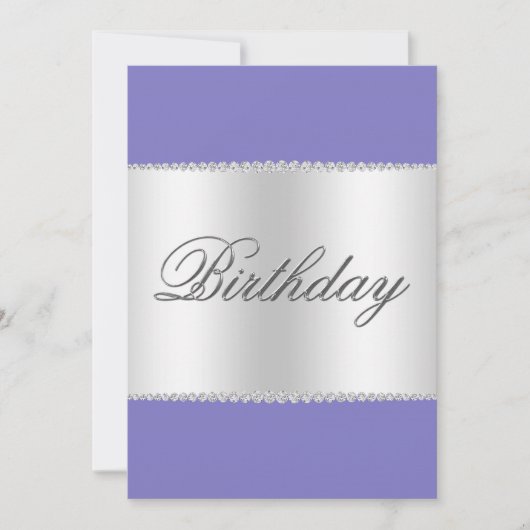 Lilac, Silver & Gemis Einladung zum Geburtstag (Vorderseite)