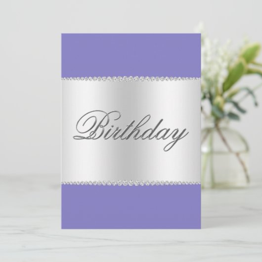 Lilac, Silver & Gemis Einladung zum Geburtstag (Stehend Vorderseite)