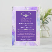 Lilac Silver Glitzer Agate Wedding Einladung (Stehend Vorderseite)