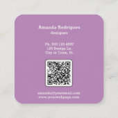 Lilac Simple Designer Business Card Quadratische Visitenkarte (Rückseite)