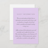 Lilac Simple Wedding Insert Card (Vorne/Hinten)