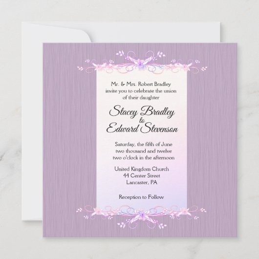 Lilac Simplizität Traditionelle Einladung zur Hoch (Vorderseite)