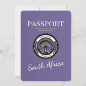 Lilac South Africa Passport Wedding Einladung (Rückseite)