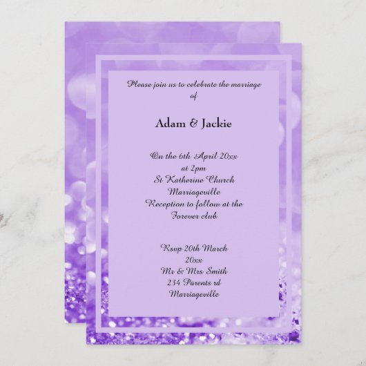 LILAC SPARKLE LAYER BOKEH PRINT WEDING INVITATION EINLADUNG (Vorne/Hinten)