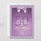 Lilac Sparkle & Stylish Gem Birthday Einladung (Vorderseite)