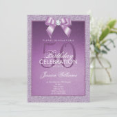 Lilac Sparkle & Stylish Gem Birthday Einladung (Stehend Vorderseite)