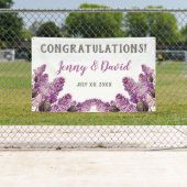 Lilac Spring Garden Hanging Wedding Banner (Insitu)