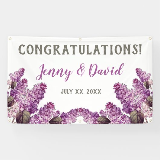 Lilac Spring Garden Hanging Wedding Banner (Horizontal)