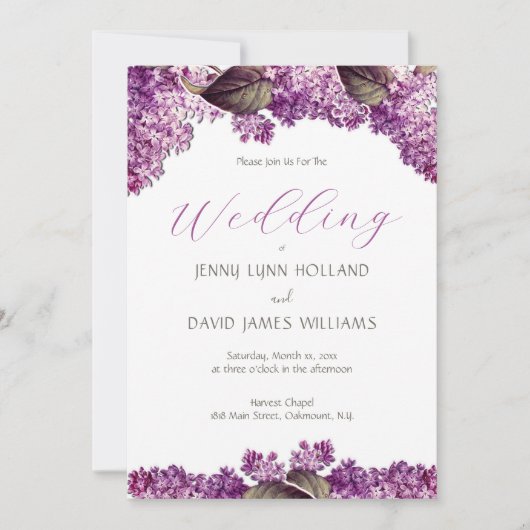 Lilac Spring Garden Wedding Einladung (Vorderseite)