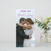 Lilac Spring Garden Wedding Foto Dankeskarte (Stehend Vorderseite)