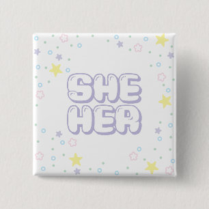Lilac Star Confetti Sie/Ihre Pronouns Button