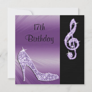 Lilac Stiletto & Treble Cleft 17. Geburtstag Einladung