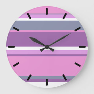 Lilac Streifen Große Wanduhr
