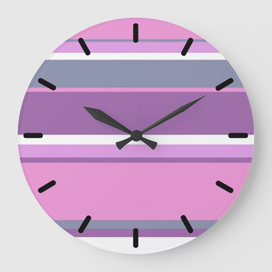 Lilac Streifen Große Wanduhr (Vorderseite)
