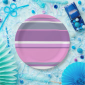 Lilac Streifen Pappteller (Party)