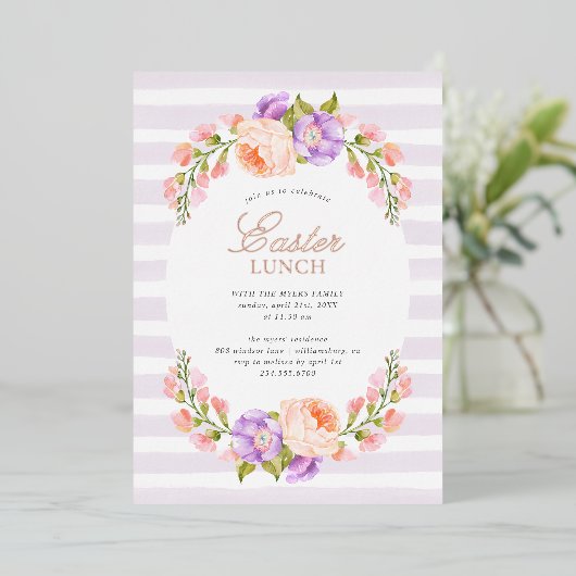 Lilac Strip and Bloom Oaster Lunch Party Folieneinladung (Stehend vorne)
